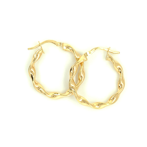 9ct Gold 20mm Chunky Twist Hoop Earrings