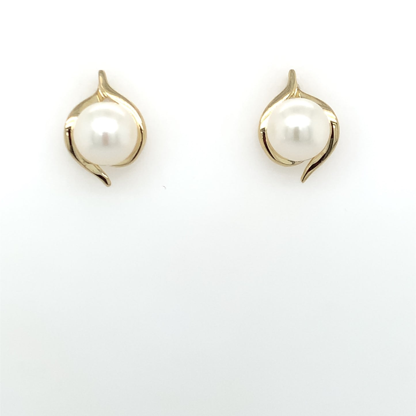 9ct Gold Freshwater Pearl Swirl Stud Earrings