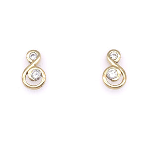 9ct Gold CZ Double Swirl Stud Earrings