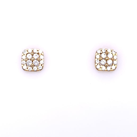 9ct Gold CZ Cushion Stud Earrings