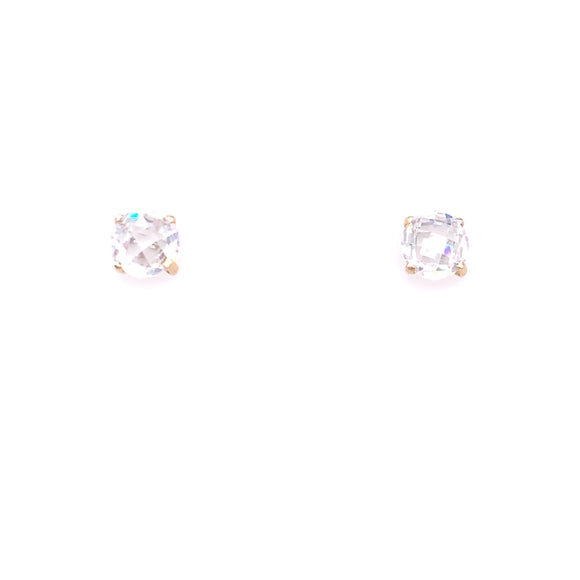 9ct Gold 5mm Faceted CZ 4-Claw Stud Earrings
