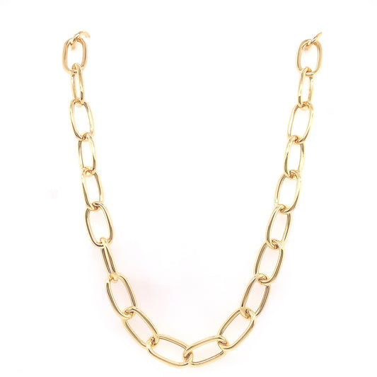 Sterling Silver 18ct Gold Plated Chunky Oval Necklet