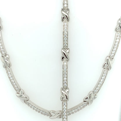 Sterling Silver CZ Collar Necklace & Bracelet Set GL1301