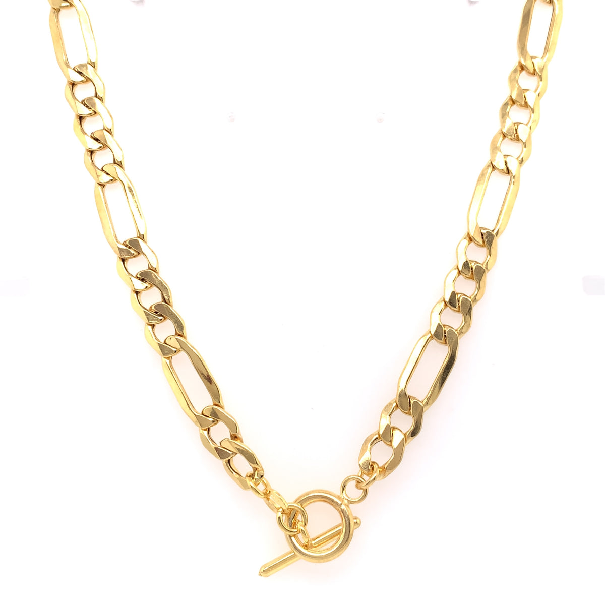 Gold Plated Silver Figaro T-Bar Chain GL1385
