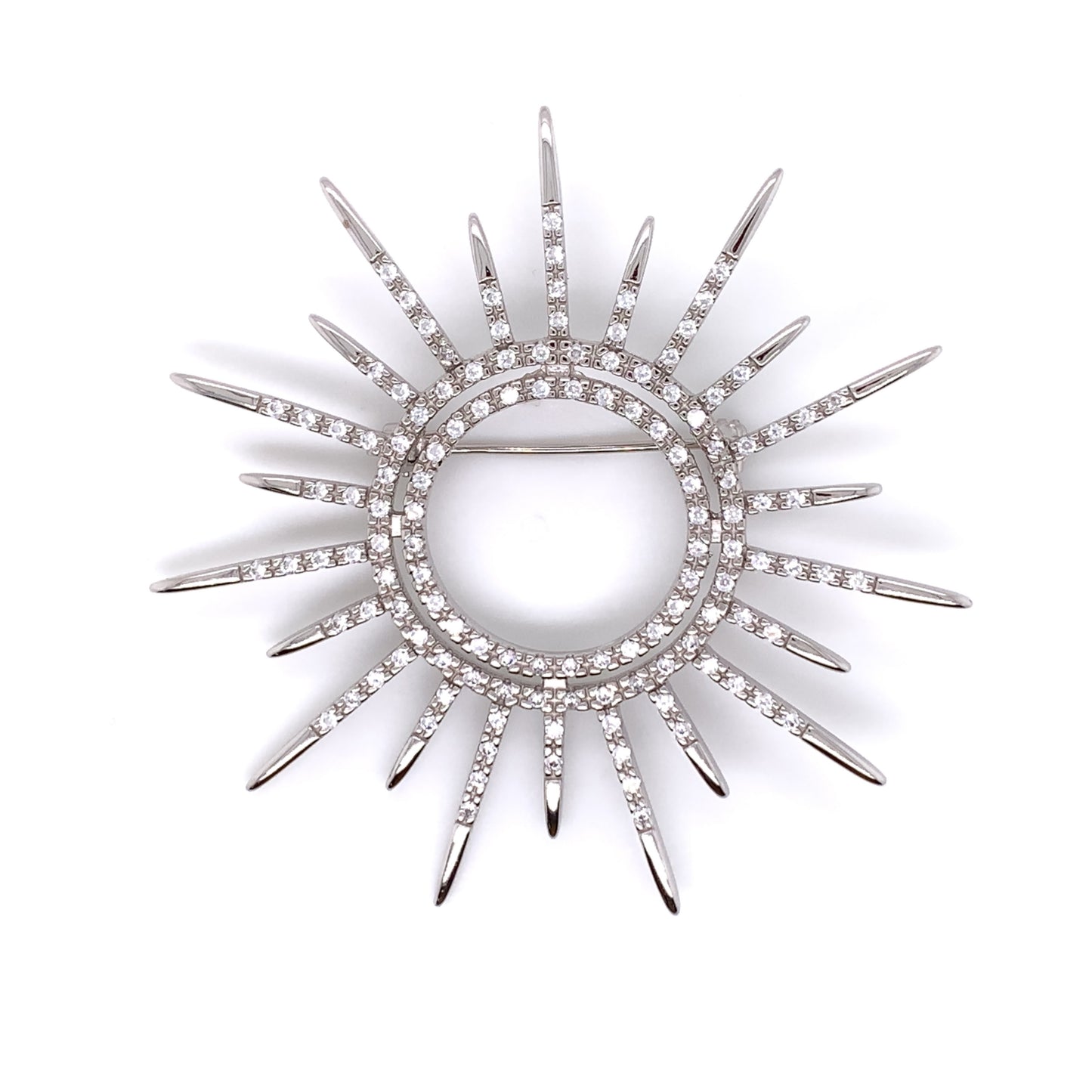 Sterling Silver Large CZ Starburst Brooch GL1406