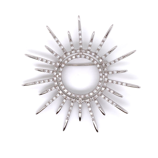Sterling Silver Large CZ Starburst Brooch GL1406
