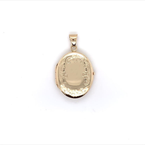 9ct Gold 26mm Oval Engraved Locket