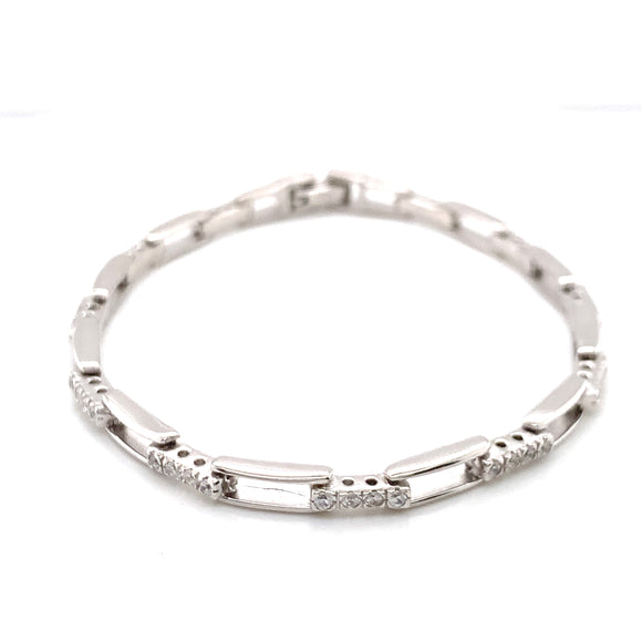 Sterling Silver CZ Link Bracelet