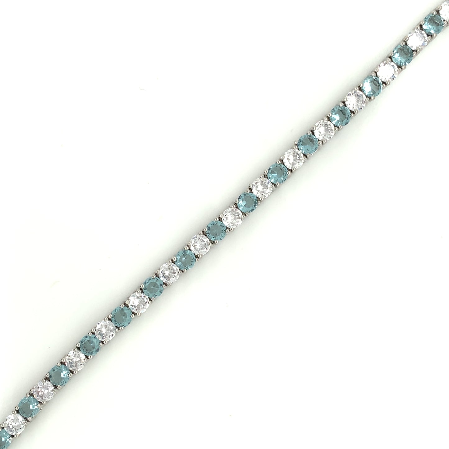 Sterling Silver Aqua CZ Tennis Bracelet GL696AQ