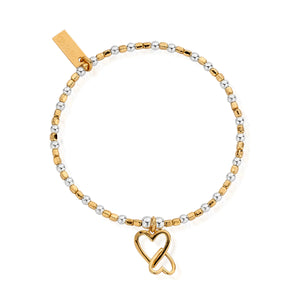 ChloBo Sterling Silver / Gold Tone Interlocking Love Heart Bracelet