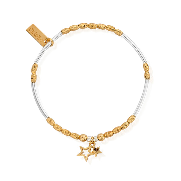 ChloBo Sterling Silver / Gold Tone Double Star Heart Bracelet