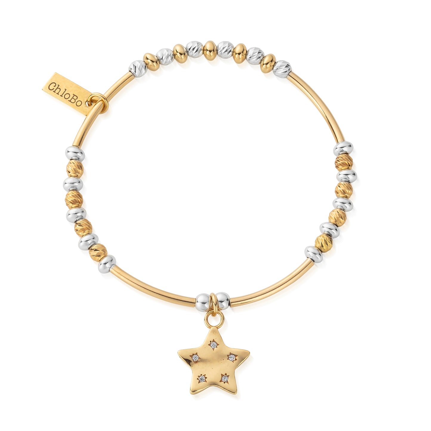 ChloBo Sterling Silver / Gold Tone Sparkle Star Bracelet