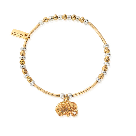 ChloBo Sterling Silver / Gold Tone Decorated Elephant Bracelet