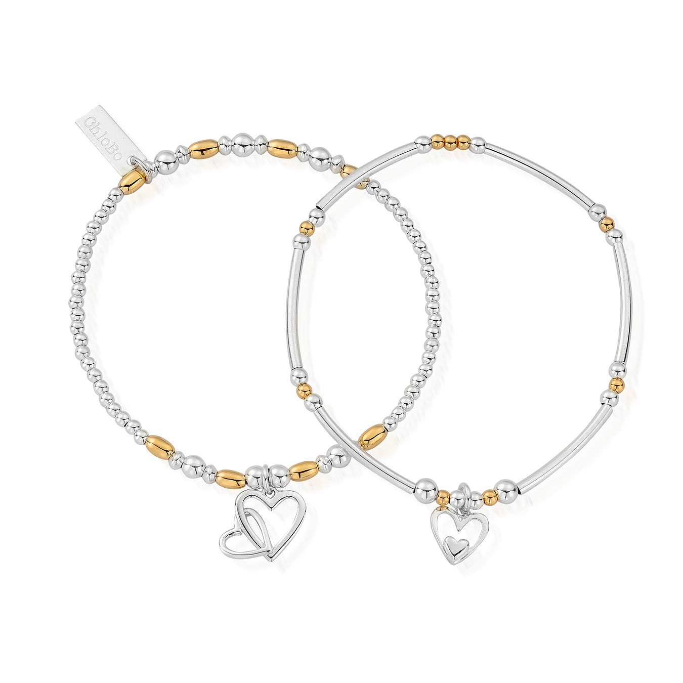 ChloBo Sterling Silver / Gold Tone Double Devotion Set of 2 Bracelets