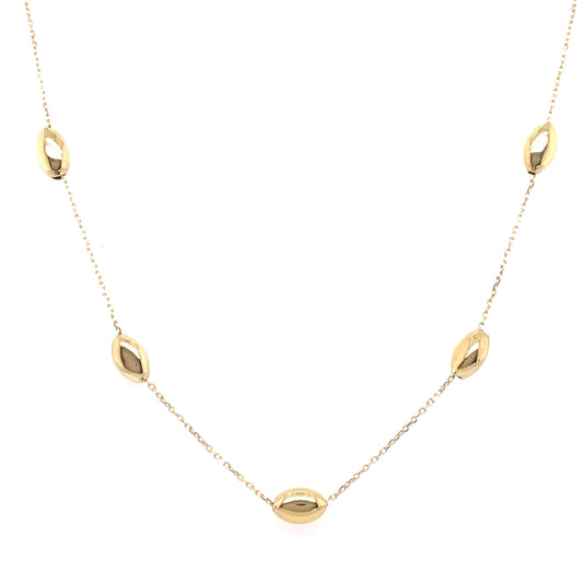 9ct Gold 5 Bead Necklet GN159