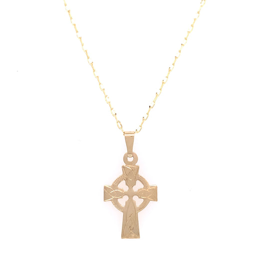 9ct Gold Small Engraved Celtic Cross GP667