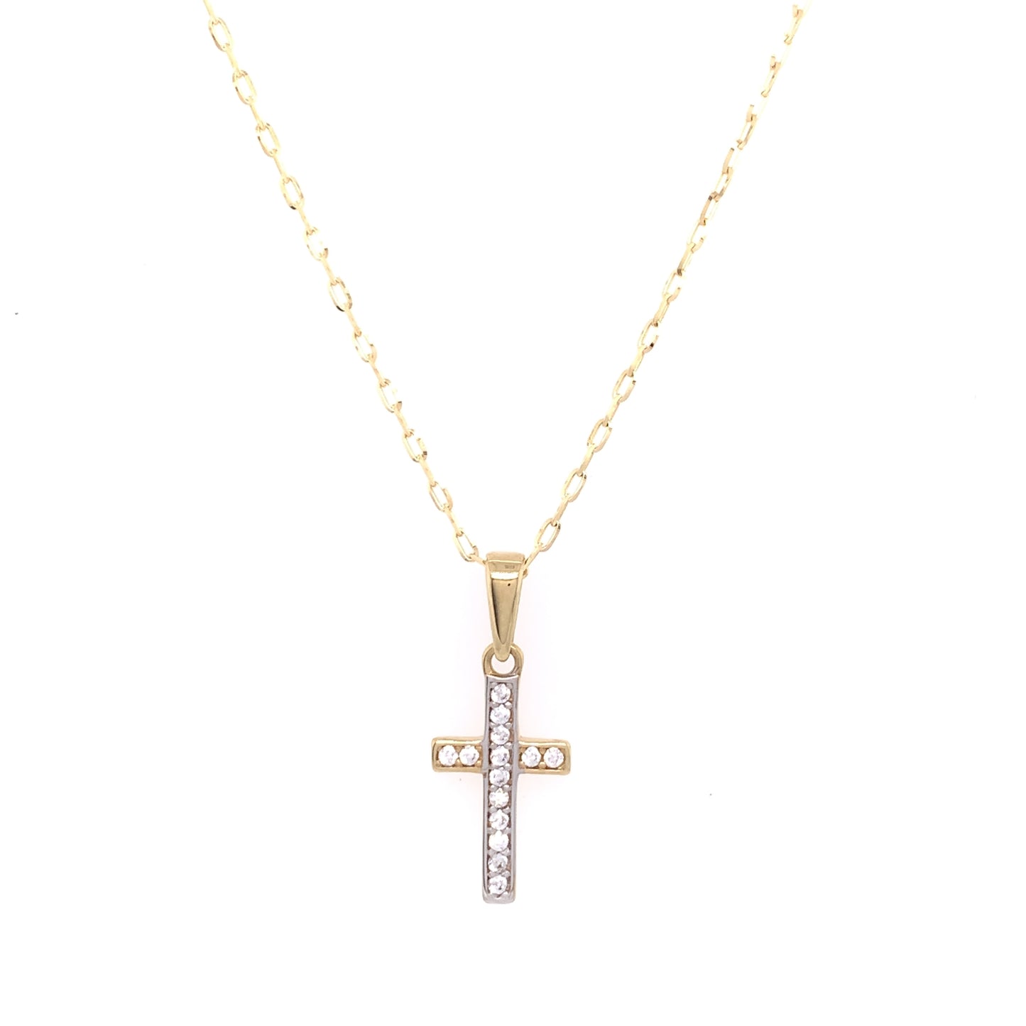 9ct Yellow Gold Small CZ Cross