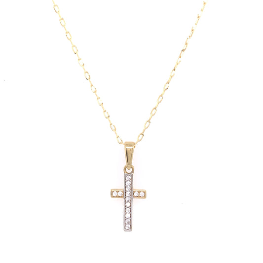 9ct Yellow Gold Small CZ Cross