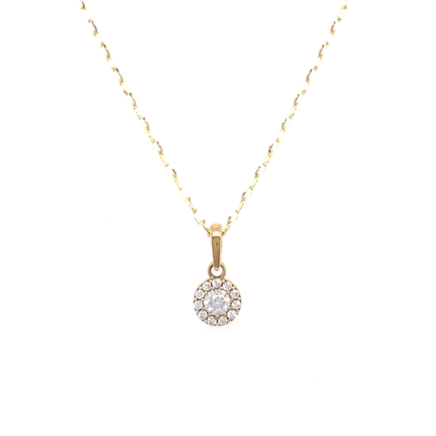 9ct Gold Tiny CZ Halo Pendant GPZ339