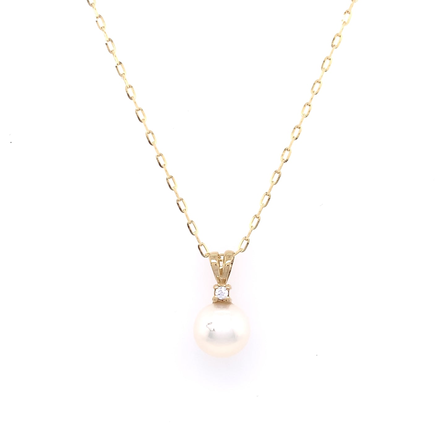 9ct Gold 7mm Freshwater Pearl & CZ Pendant GPX144