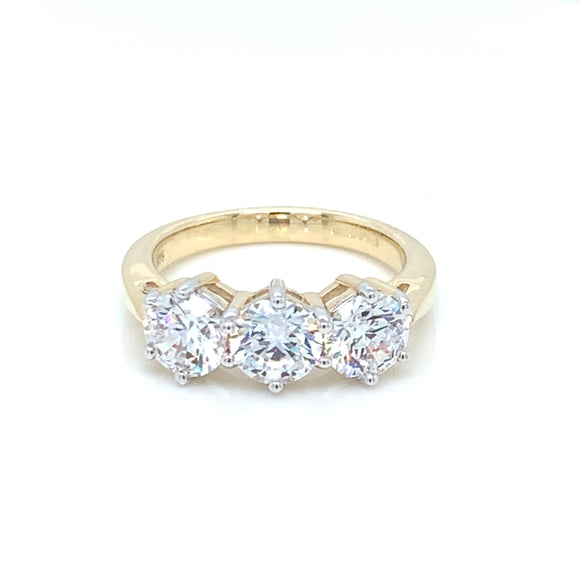 9ct Gold 6mm CZ Trilogy  Ring