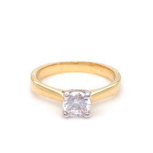 9ct Gold Classic CZ Solitaire Ring GRZ305