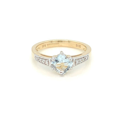 9ct Gold Aqua CZ Ring