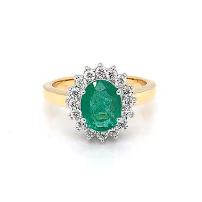 18ct Gold Emerald & Diamond 0.50ct Cluster Ring