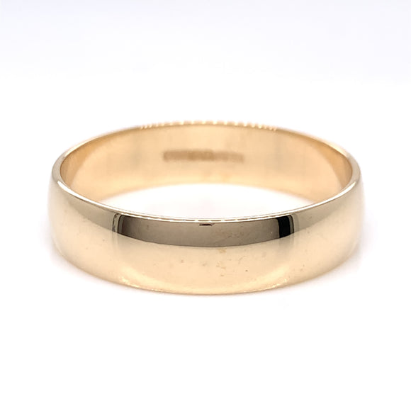 9ct Gold Men's 5mm D-Shape Wedding Ring