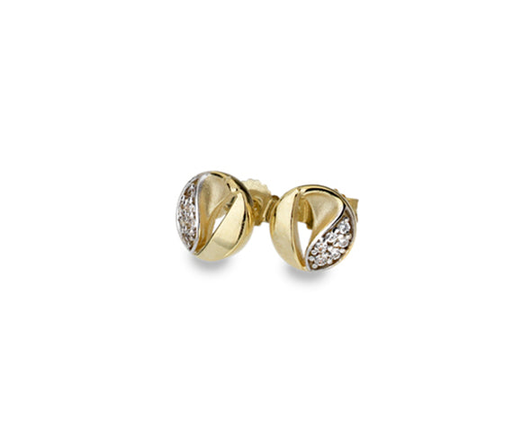 9ct Gold Two-tone CZ Tulip Stud Earrings