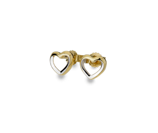 9ct Gold Two-tone Heart Stud Earrings GE774