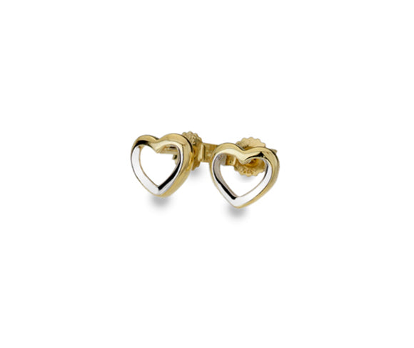 9ct Gold Two-tone Heart Stud Earrings