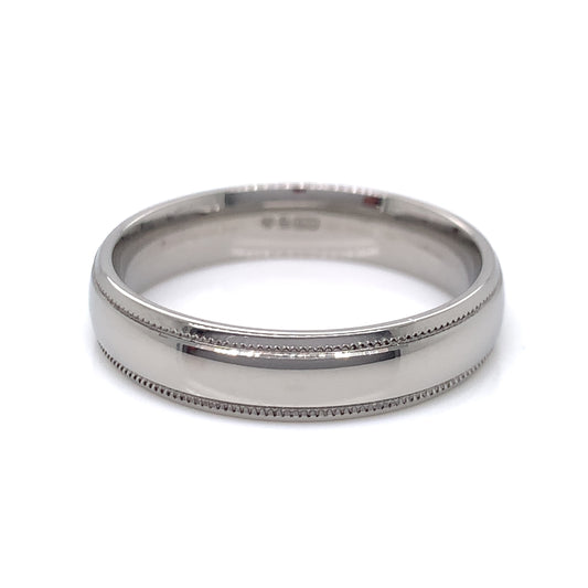 Platinum 600 Men's 5mm Heavy Millgrain Court Wedding Ring PW021