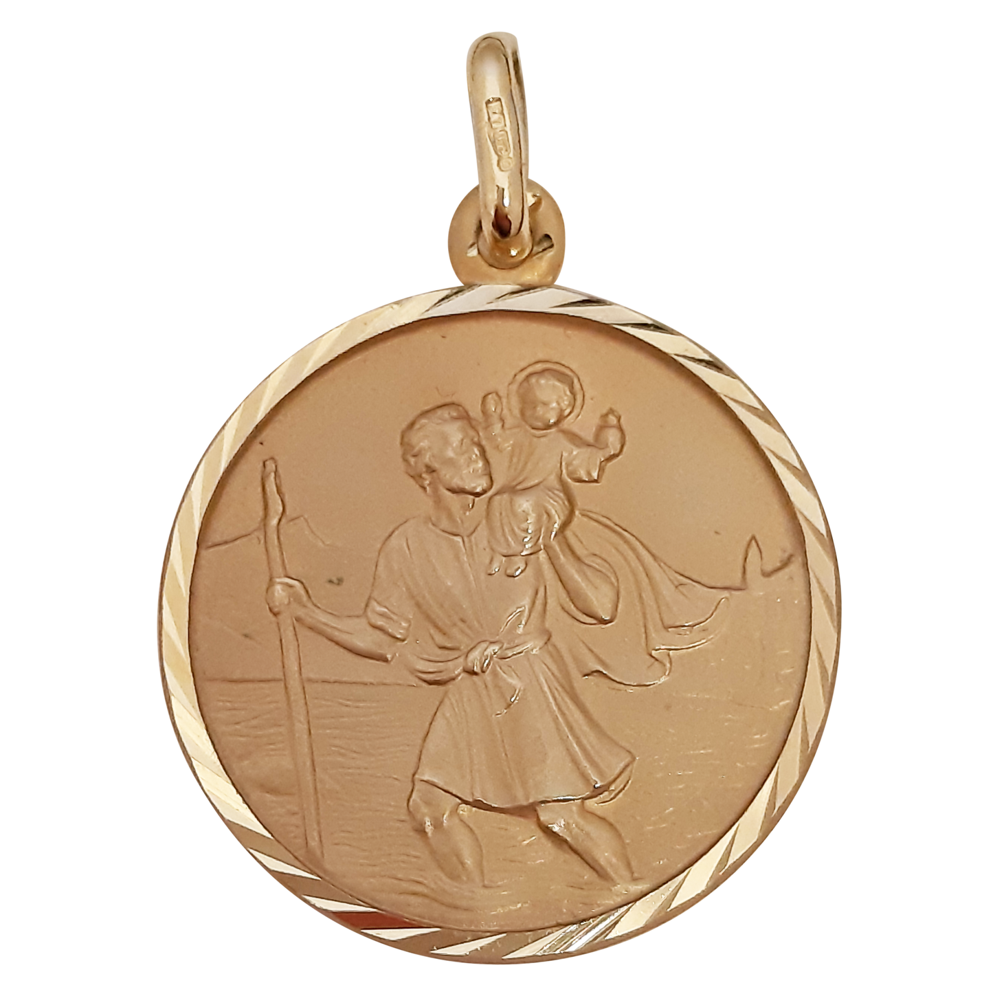 9ct Yellow Gold  24mm St Christopher Medal