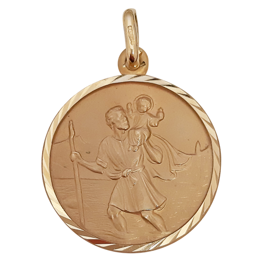 9ct Yellow Gold  24mm St Christopher Medal GP691