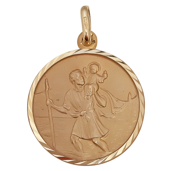 9ct Yellow Gold  24mm St Christopher Medal