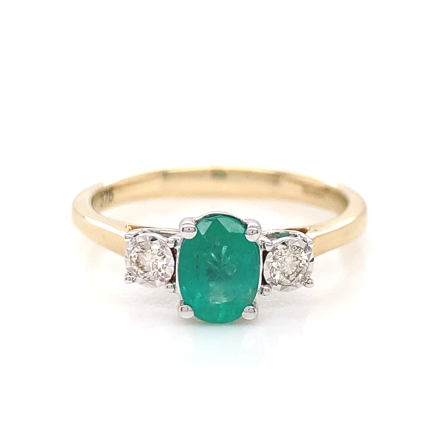 9ct Gold Emerald & Diamond Ring