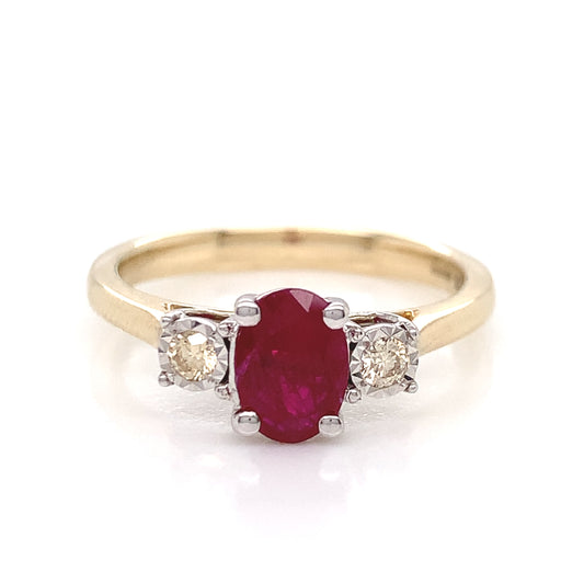 9ct Gold Ruby & Diamond Ring