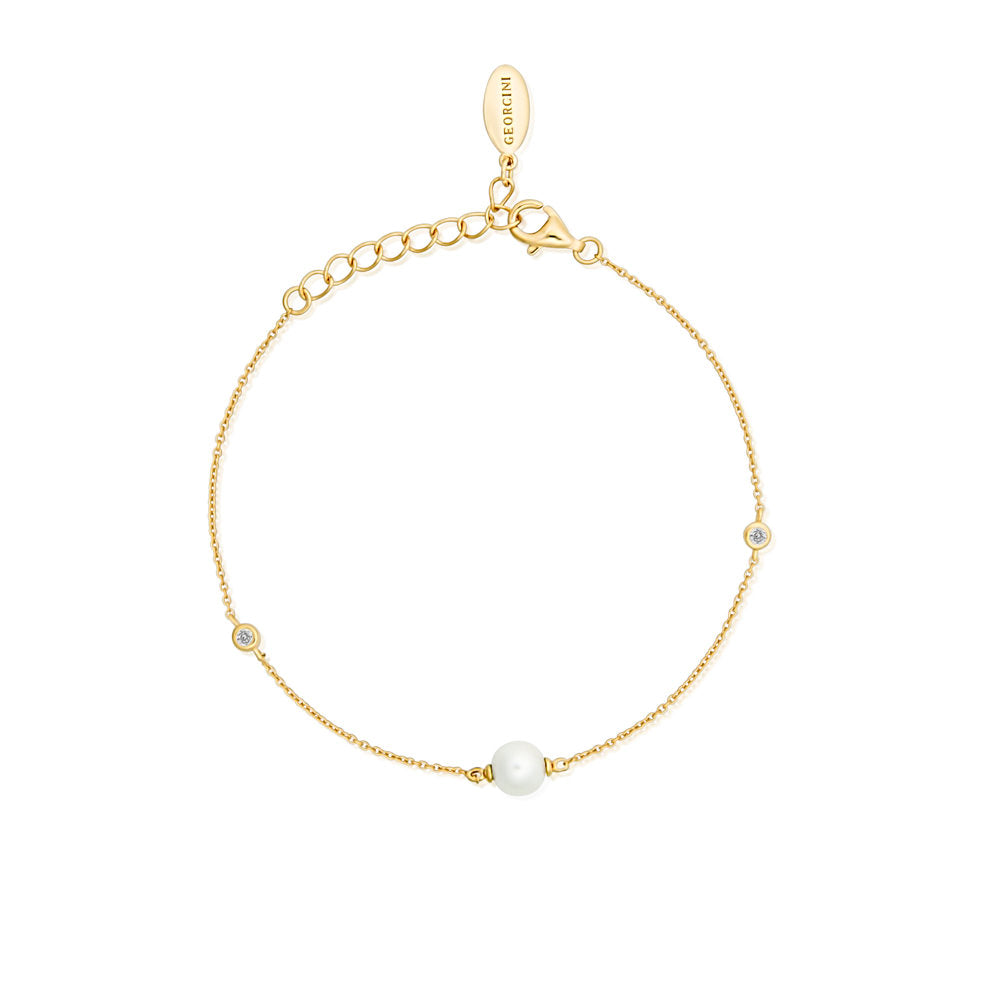 Georgini Gold Plated Silver Treasured Pearl & Zirconia Bracelet