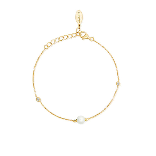 Georgini Gold Plated Silver Treasured Pearl & Zirconia Bracelet