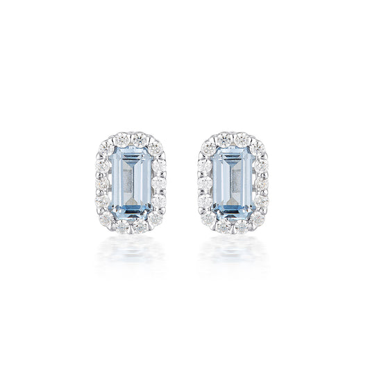 Georgini Paris Aquamarine Stud Earrings Silver IE848BL