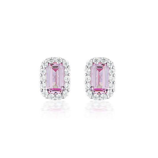 Georgini Paris Pink Stud Earrings Silver IE848P