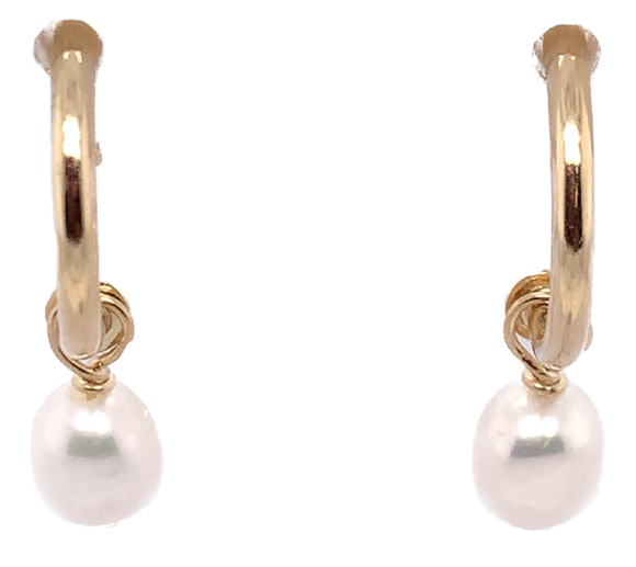 9ct Gold Pearl Hoop Earrings