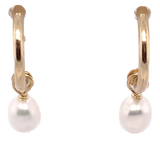 9ct Gold Pearl Hoop Earrings