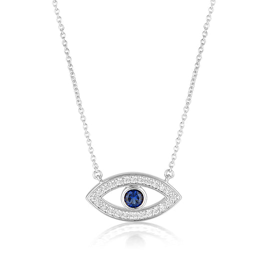 Georgini Rock Star Blue Evil Eye Pendant Silver