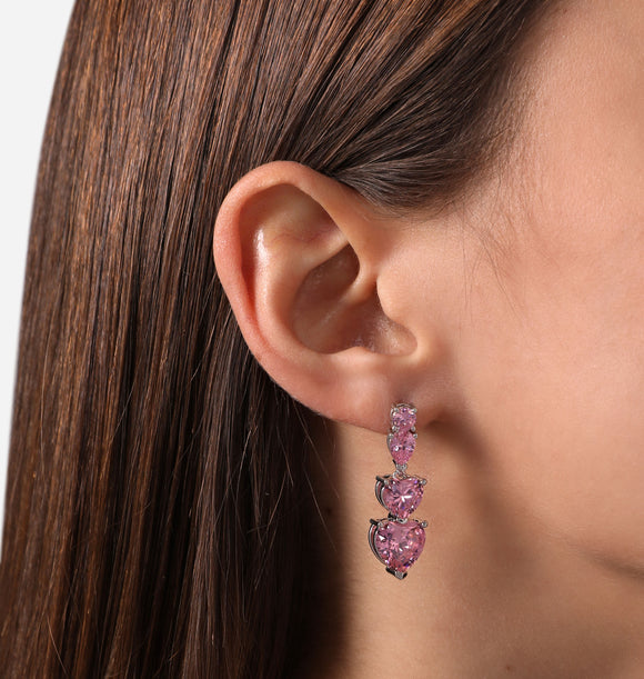 Chiara Ferragni Pink Infinity Love Diamond Rose Heart Stones Drop Earring  J19AUV39