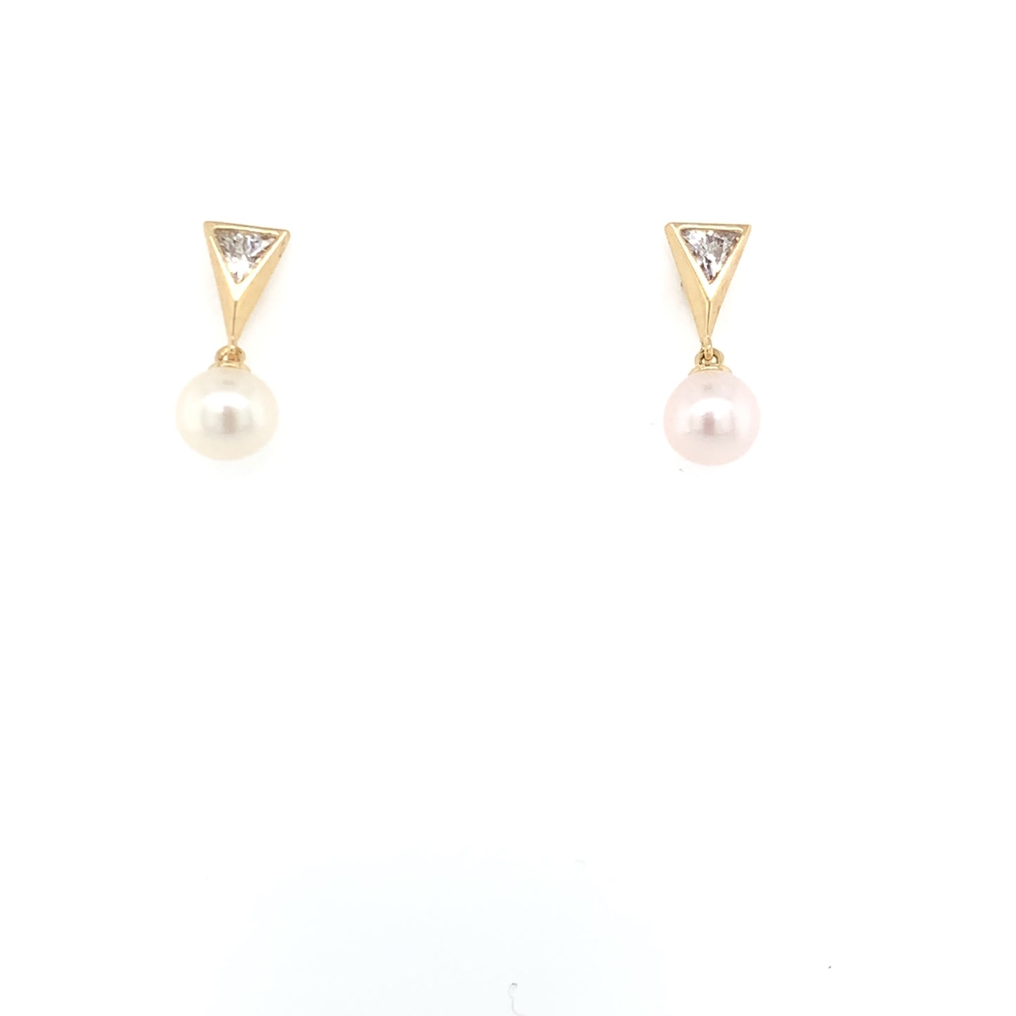 9ct Gold Freshwater Pearl & CZ Drop Earrings GEP348