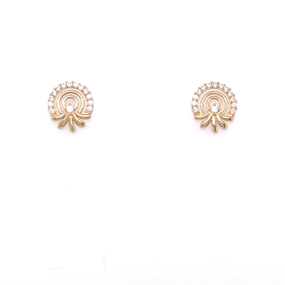 9ct Gold CZ Circles Stud Earrings