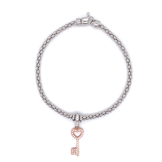 Sterling Silver Rose Gold Key Bracelet