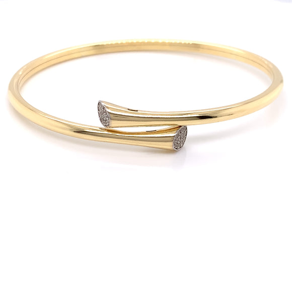 Sterling Silver 18ct Gold CZ Hinged Torc Bangle